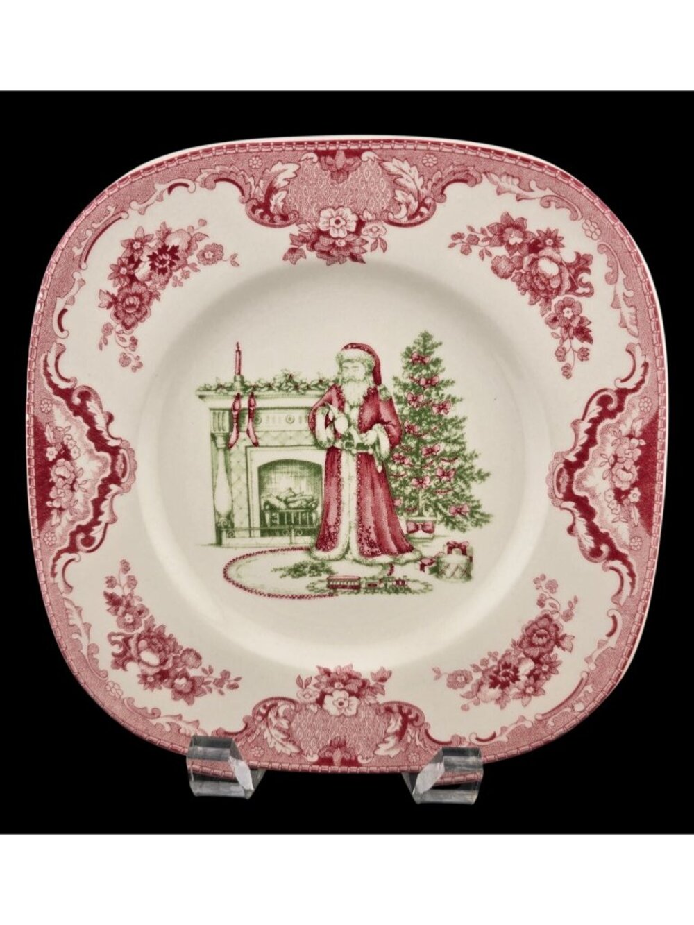 Johnson Bros Christmas Scenes Square Salad Plate Santa 7.75" - 3 Available